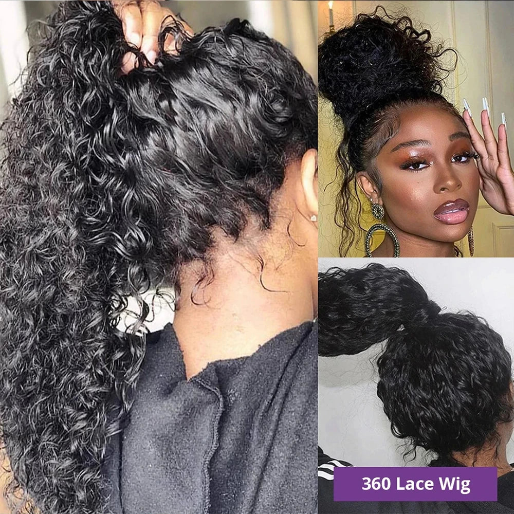 Lace Frontal Wigs Human Hair Wigs Preplucked Deep Curly Glueless Wig