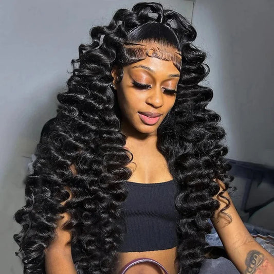 Loose Deep Wave 13x6 HD Transparent Lace Frontal Human Hair Wig