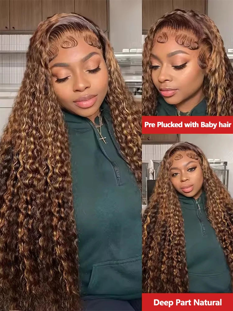 HD Lace Front Human Hair Honey Blonde Deep Wave wig13x6 For Women Wig