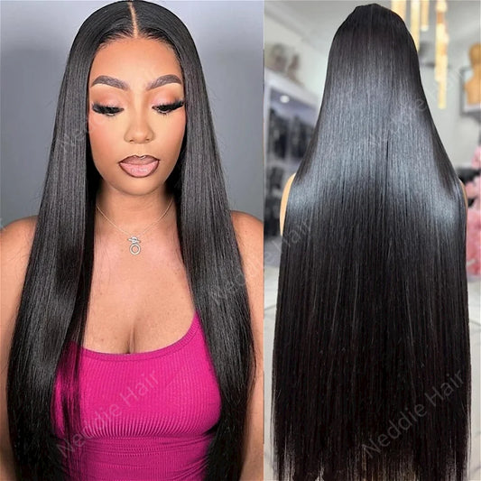 Glueless Straight 4X4 Lace Frontal Wig Human Hair 100% Natural 30 40 inch Pre plucked 5X5 Cheap Brazilian Wigs