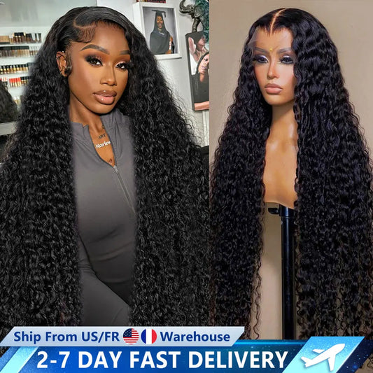 Deep Wave 13x6 HD Lace Frontal Wig 30 32 Inch Transparent 13x4 Water Wave Lace Frontal Human Hair Wigs