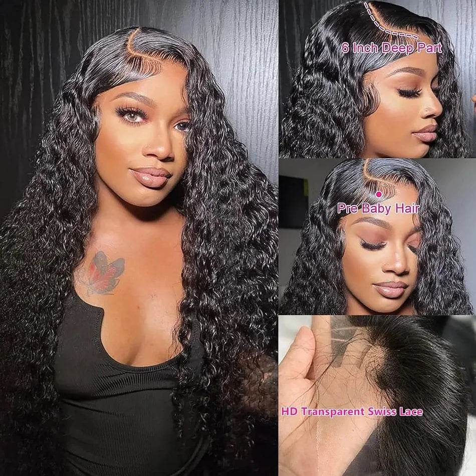 Brazilian transparent preplucked curly wigs