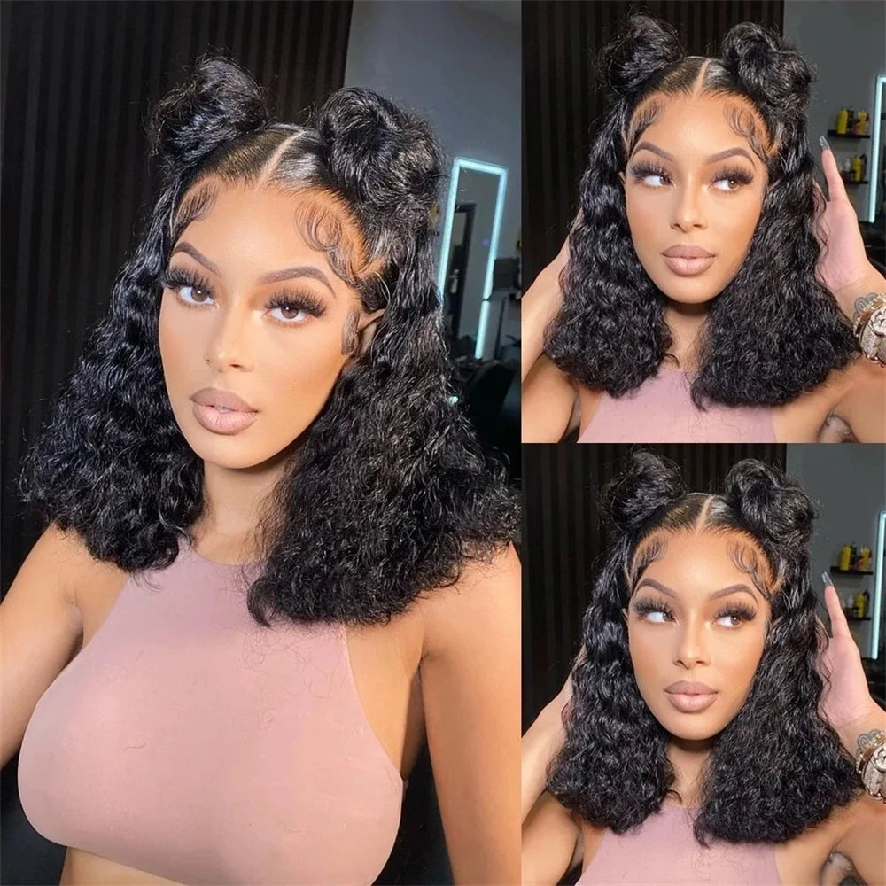 Brazilian Short Bob 100% Human Hair 13x4 Lace Frontal Human Hair Deep Wave 13x4 Lace Front Curly 4x4 Lace Closure Wigs