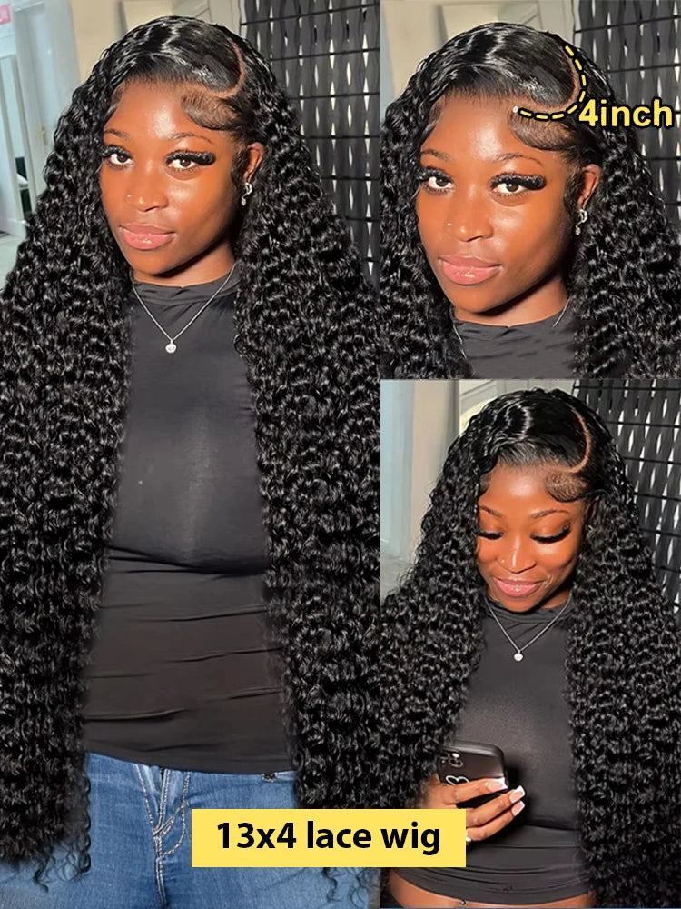 Transparent HD Human Hair Wig 30 32 40 Inch Deep Wave 13x4 Curly Lace Front 13x6 Water Wave Lace Frontal Wigs