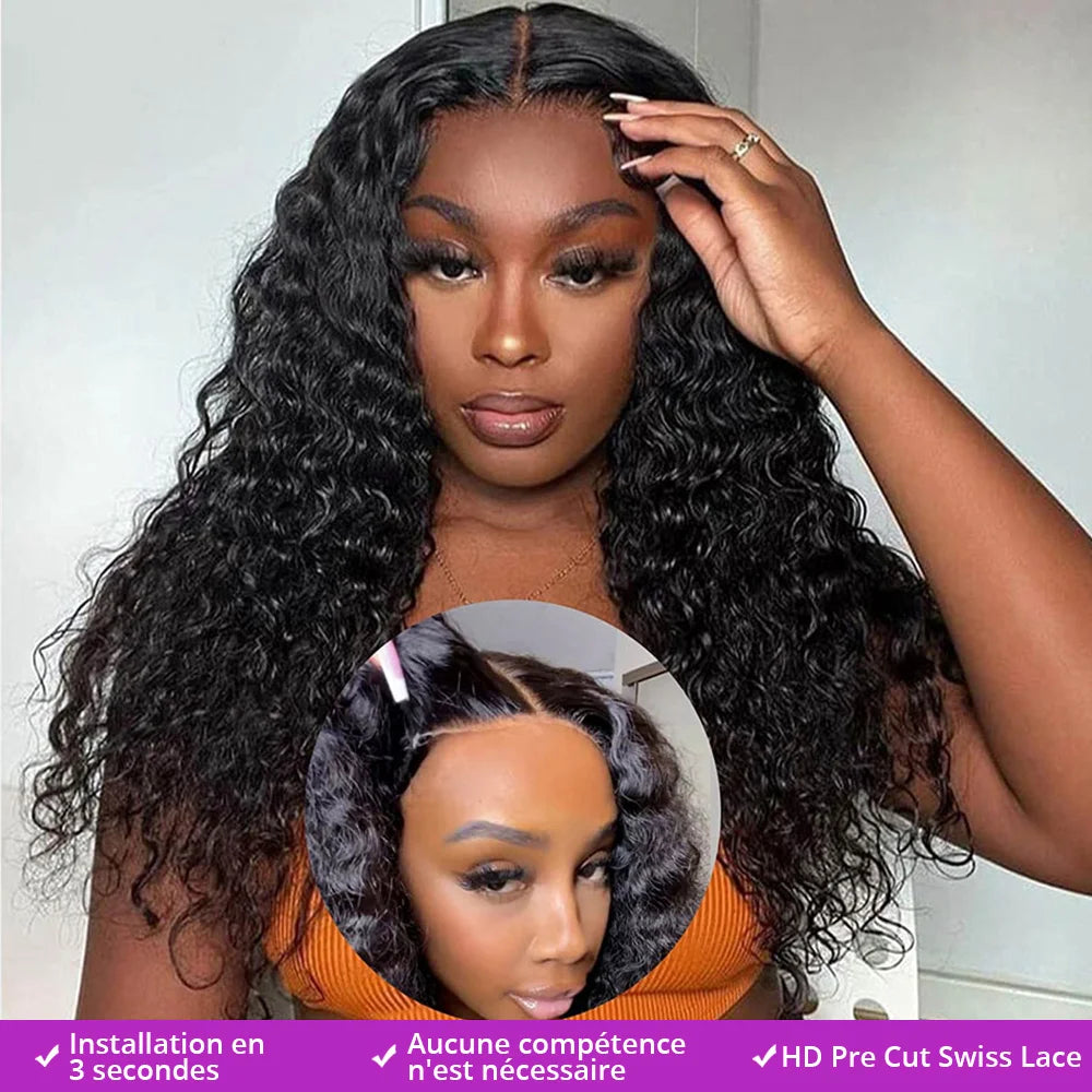 Water Wave Glueless Wig Ready to Wear PrePlucked 13X6 Deep Wave HD Lace Frontal Wig