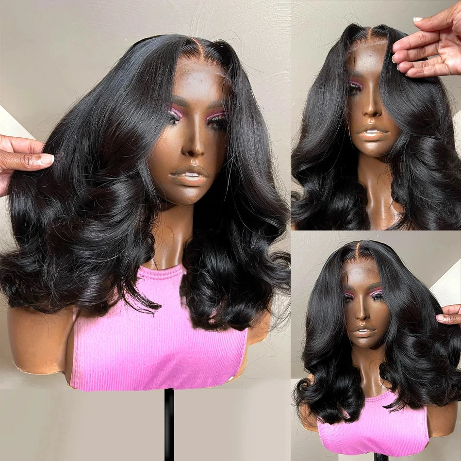 Loose Wave 4x4 Lace Closure Bob Wig Pre Plucked 180 Density Body Wave Short Bob Human Hair Wigs