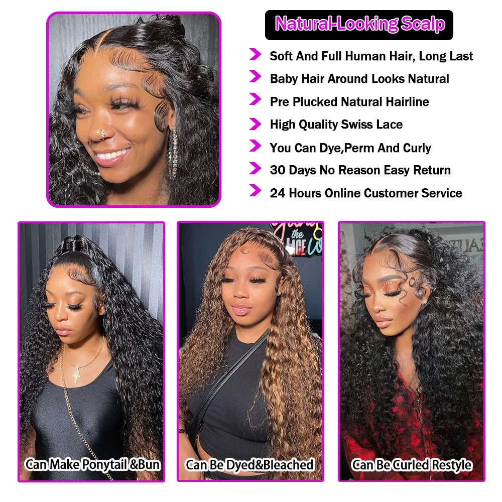 Deep Curly 13x6 HD lace Frontal Wig Deep Wave Lace Front Wig