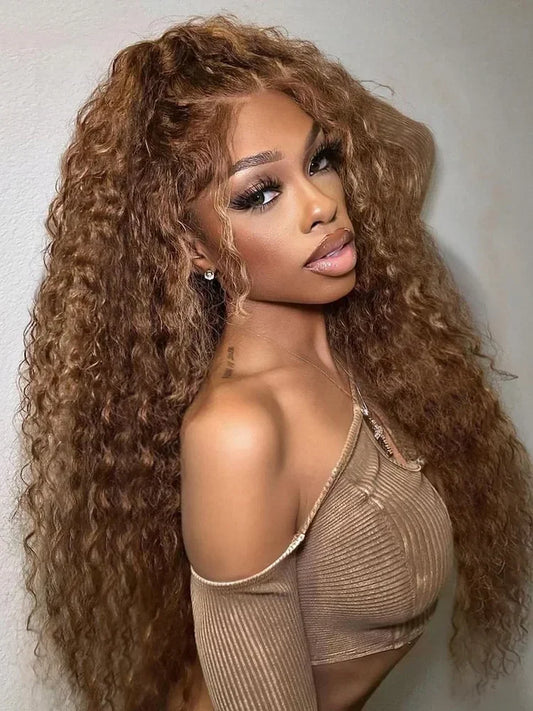 Deep Wave HD Lace Front Wigs 250 Density Curly 30 40 Inch Brown 13x6 Lace Frontal Human Hair Wig Water Wave