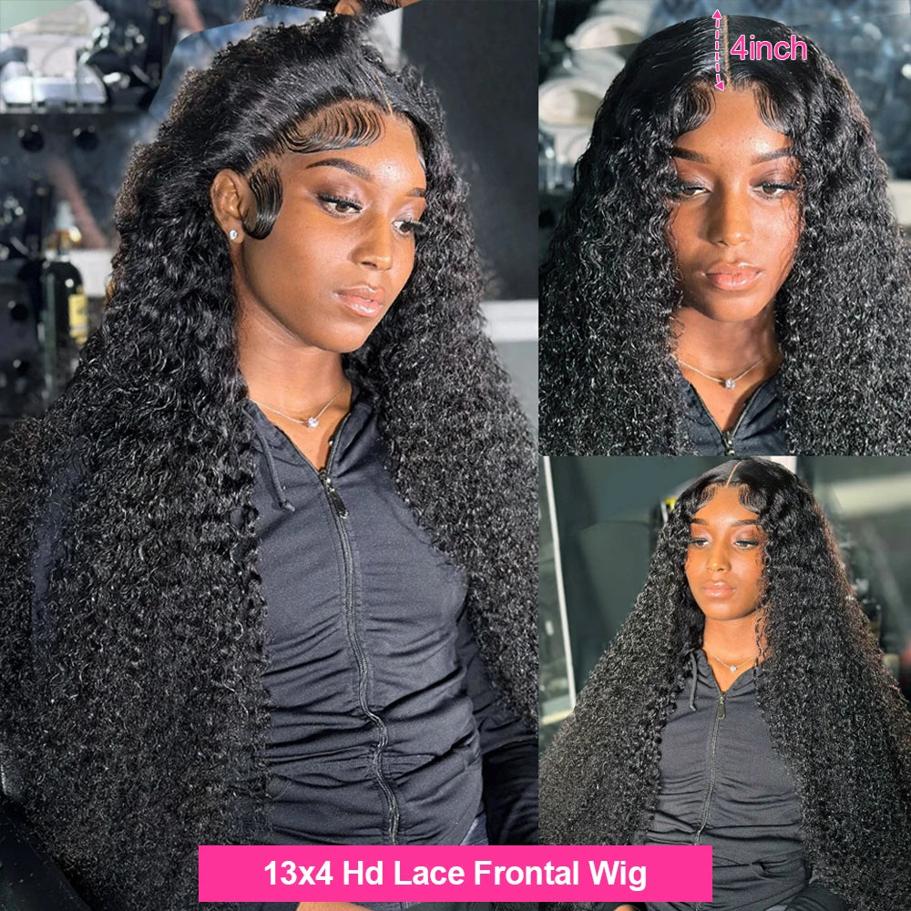 Deep Wave Frontal Wig Transparent 13x4 13x6 HD Lace Frontal Human Hair Wigs