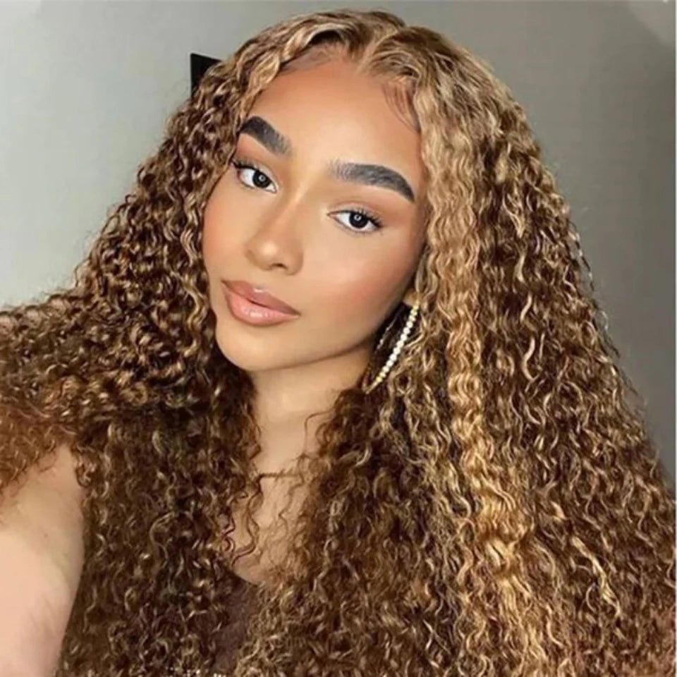 Preplucked Ombre Curly Wigs Deep Wave 13x6 HD Lace Frontal Wig Human Hair 250