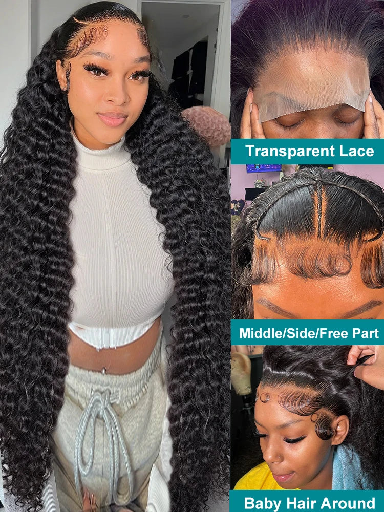 Transparent Loose Deep Wave Remy Lace Frontal Human Hair Wigs 13X4 Lace Front Remy Hair Wig