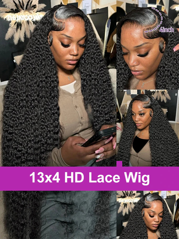 Deep Wave 13x6 HD Lace Front Human Hair Wig Loose Water Curly 13x4 Lace Frontal Wig