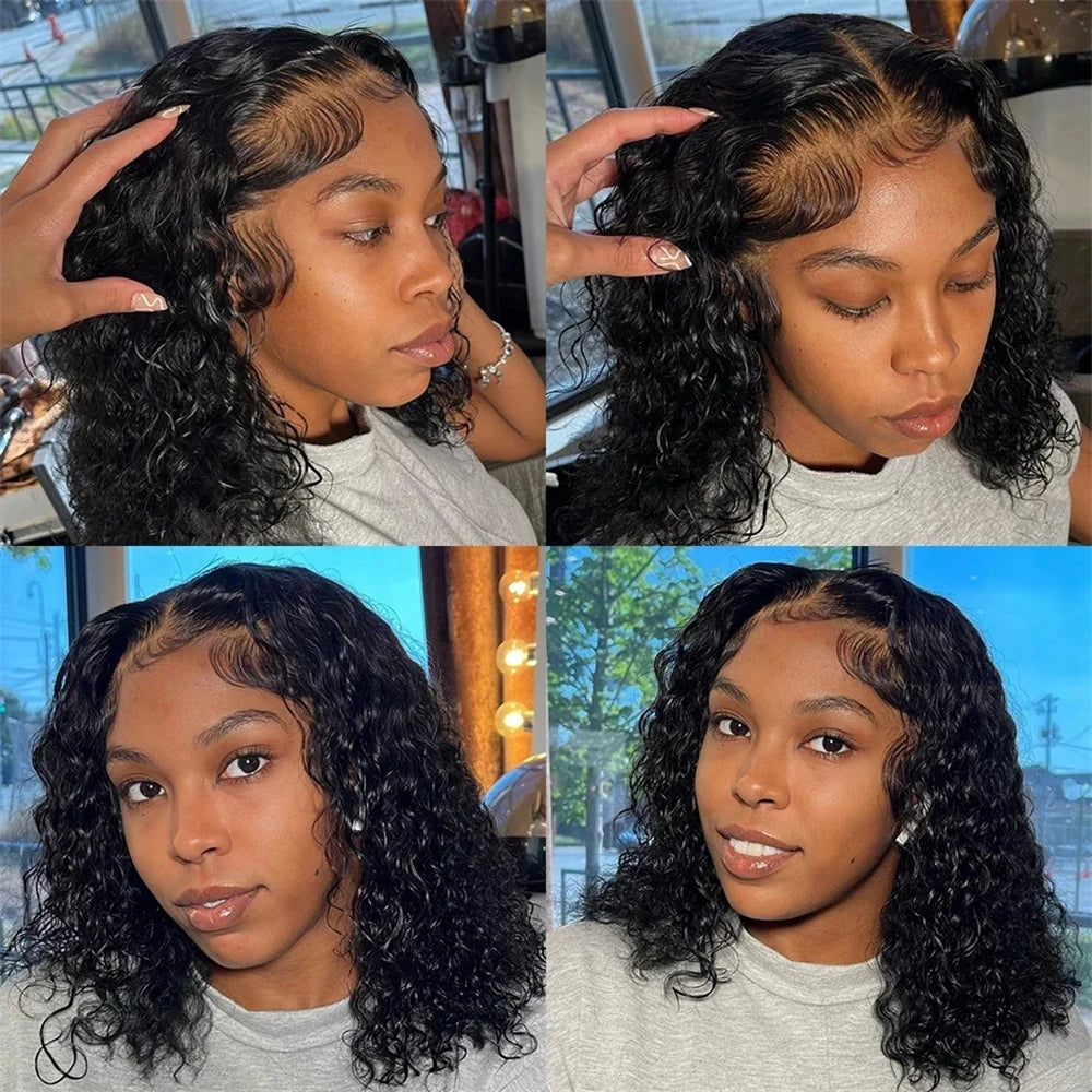 Brazilian Short Bob 100% Human Hair 13x4 Lace Frontal Human Hair Deep Wave 13x4 Lace Front Curly 4x4 Lace Closure Wigs