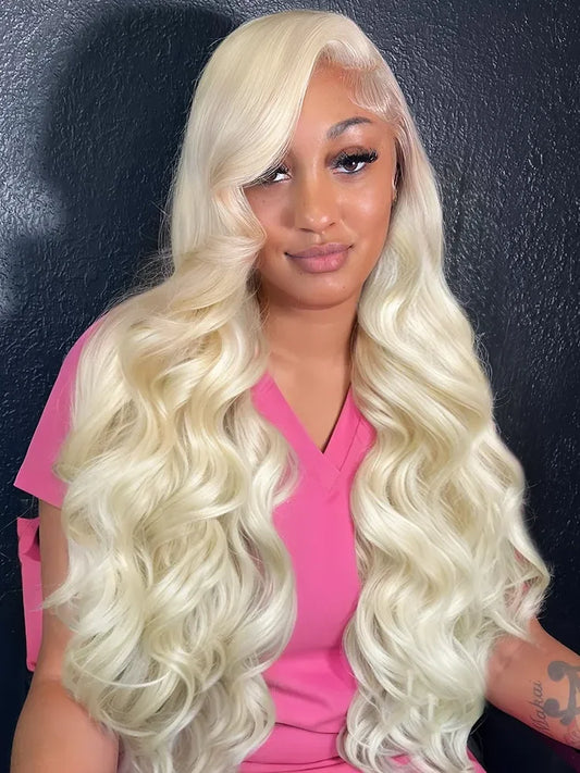 250 Density Body Wave HD Transparent 613 Honey Blonde 30 40 Inch 13x6 Lace Front Wig