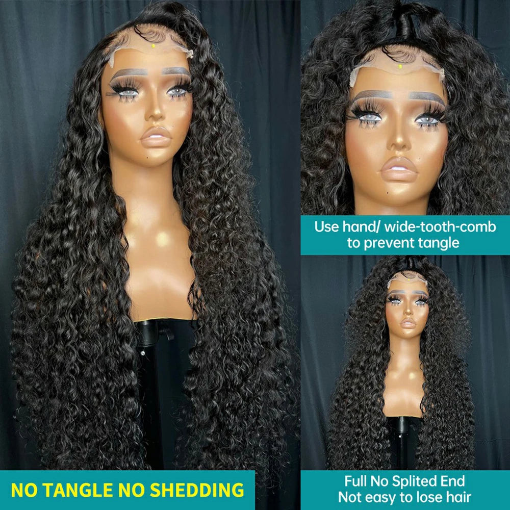 Deep Curly Human Hair Wigs 13x4 Transparent Lace Frontal Wig PrePlucked Wigs For Women Glueless Wig Pre Cut