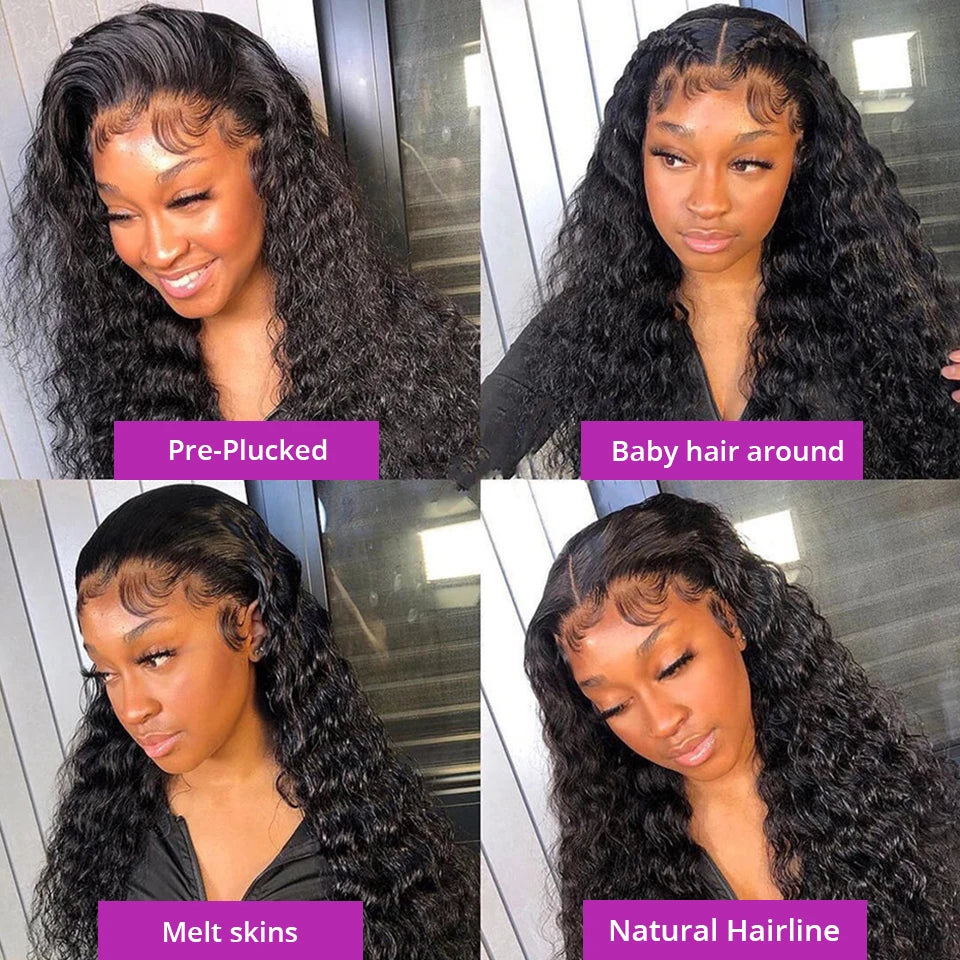 Deep Wave 13x6 HD Lace Front Human Hair Wig Loose Water Curly 13x4 Lace Frontal Wig