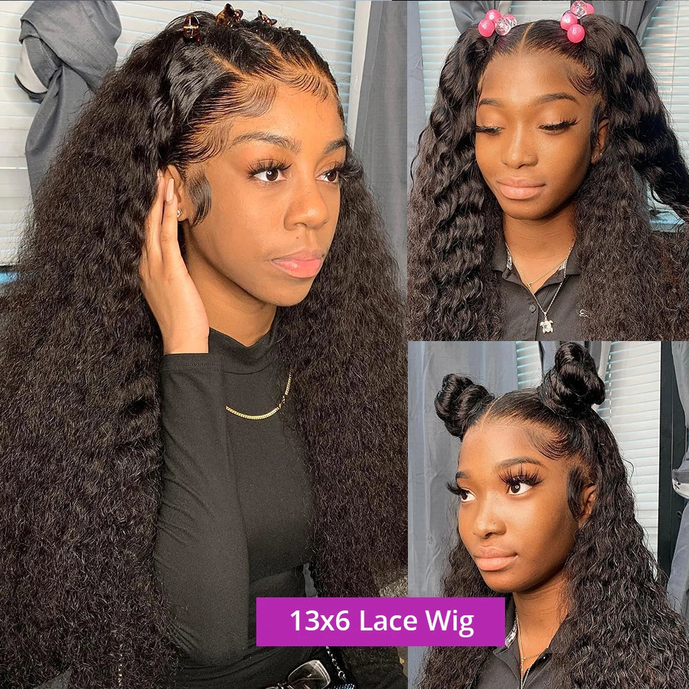 Deep Wave 13x6 HD Lace Front Human Hair Wig Loose Water Curly 13x4 Lace Frontal Wig