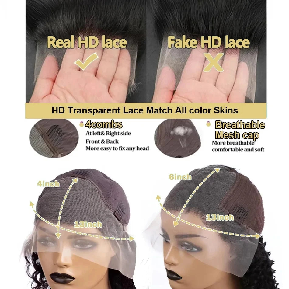 Loose Deep Wave 13x6 HD Transparent Lace Frontal Human Hair Wig