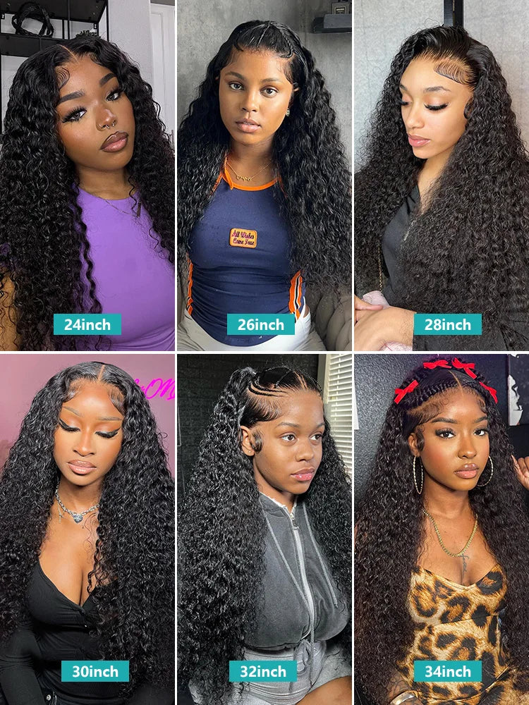 Curly 13x6 HD Lace Front Wig Human Hair Wig Deep Wave 30 40 Inch 13x4 Lace Frontal Wigs