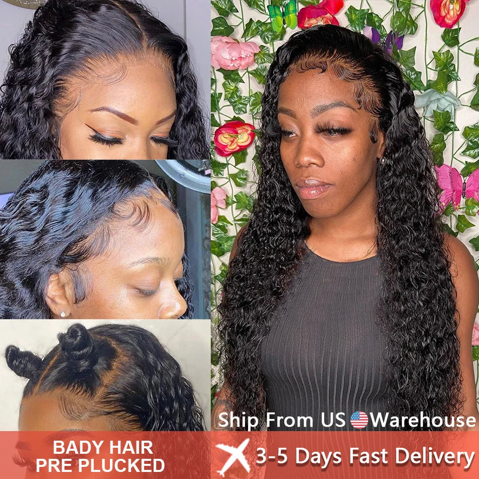 Brazilian Human Hair Wigs Deep Wave Lace Front Wigs