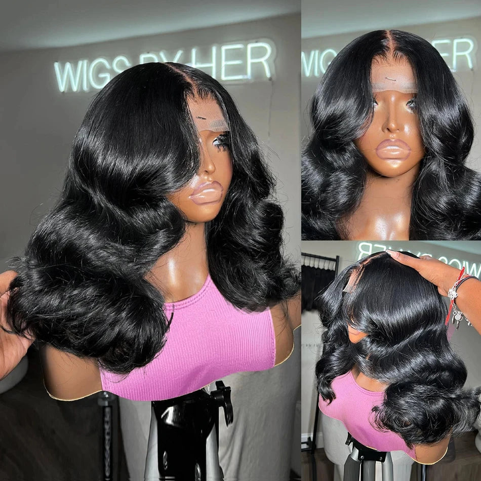 Loose Wave 4x4 Lace Closure Bob Wig Pre Plucked 180 Density Body Wave Short Bob Human Hair Wigs