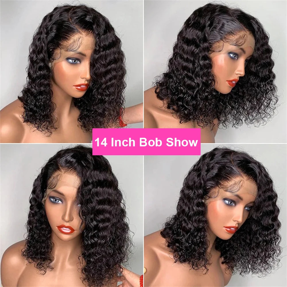 Brazilian Short Bob 100% Human Hair 13x4 Lace Frontal Human Hair Deep Wave 13x4 Lace Front Curly 4x4 Lace Closure Wigs