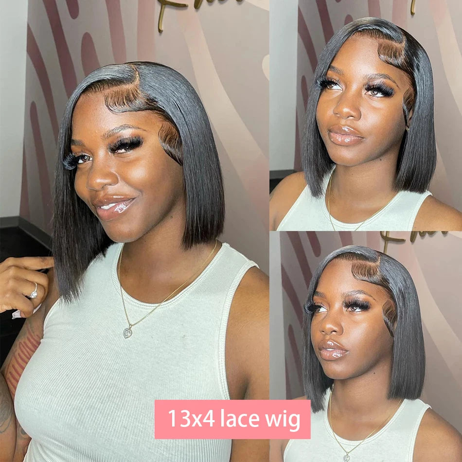 13x4 Bone Straight Bob Wig Lace Front Human Hair Wigs For Women 4x4 Short Bob Wig Lace Frontal Wig