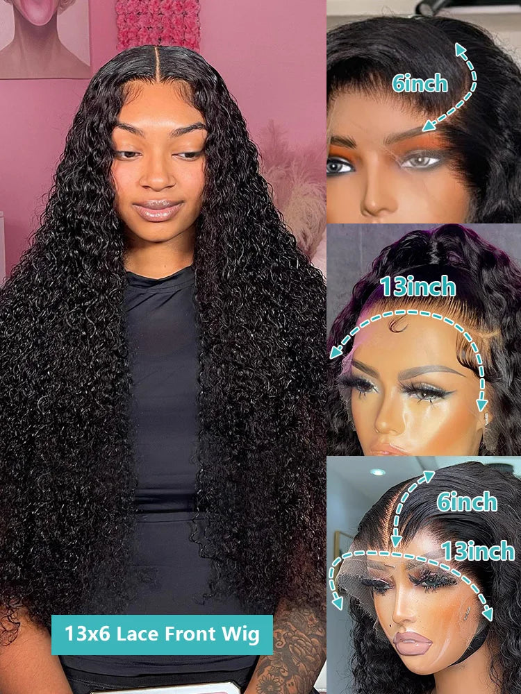 Curly 13x6 HD Lace Front Wig Human Hair Wig Deep Wave 30 40 Inch 13x4 Lace Frontal Wigs