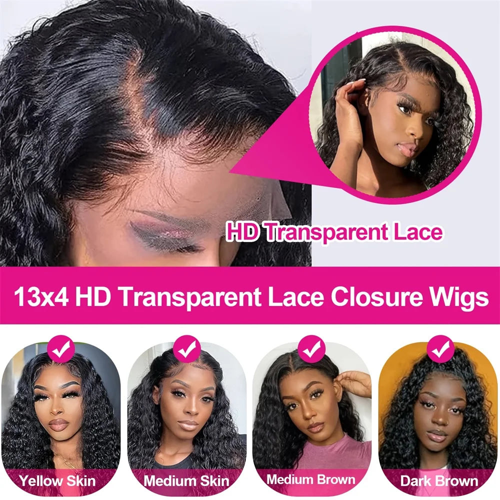 30 40 Inch 13x6 Hd Lace Frontal Wig Water Deep Wave Human Hair Wigs