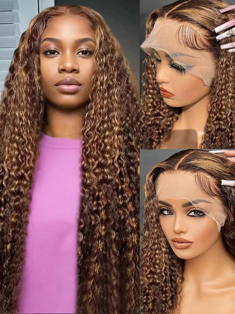 HD Lace Front Human Hair Honey Blonde Deep Wave wig13x6 For Women Wig