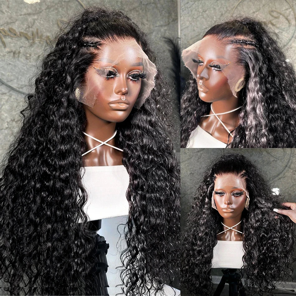 Deep Wave Lace Frontal Wig Transparent 13x4 Water Wave Lace Frontal Human Hair Wig