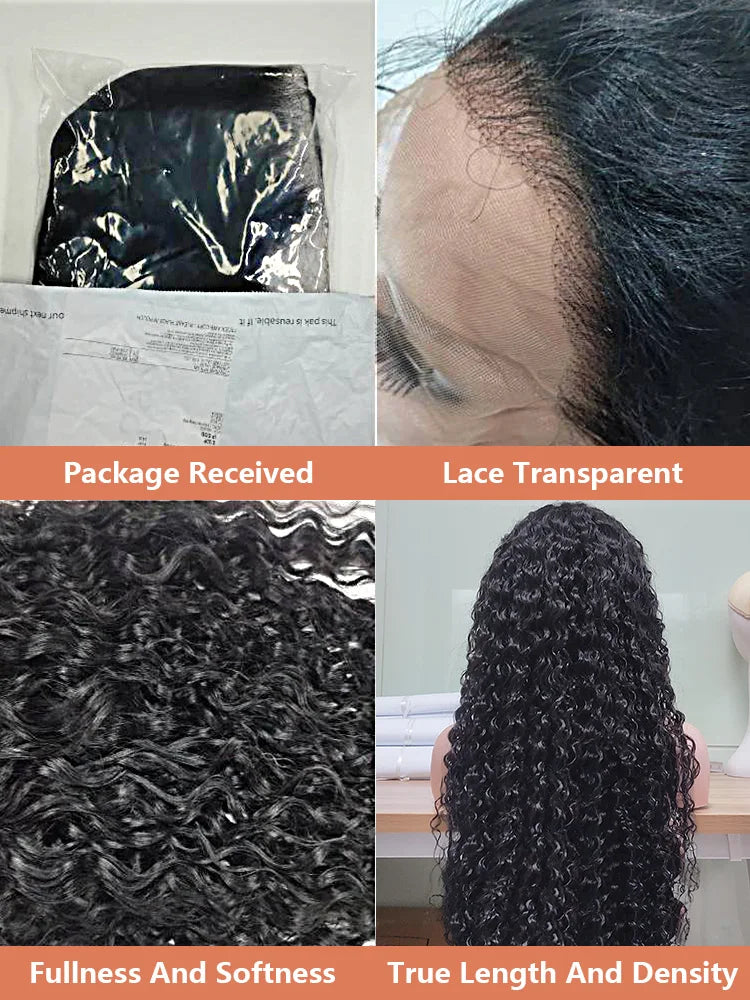 Transparent HD Human Hair Wig 30 32 40 Inch Deep Wave 13x4 Curly Lace Front 13x6 Water Wave Lace Frontal Wigs