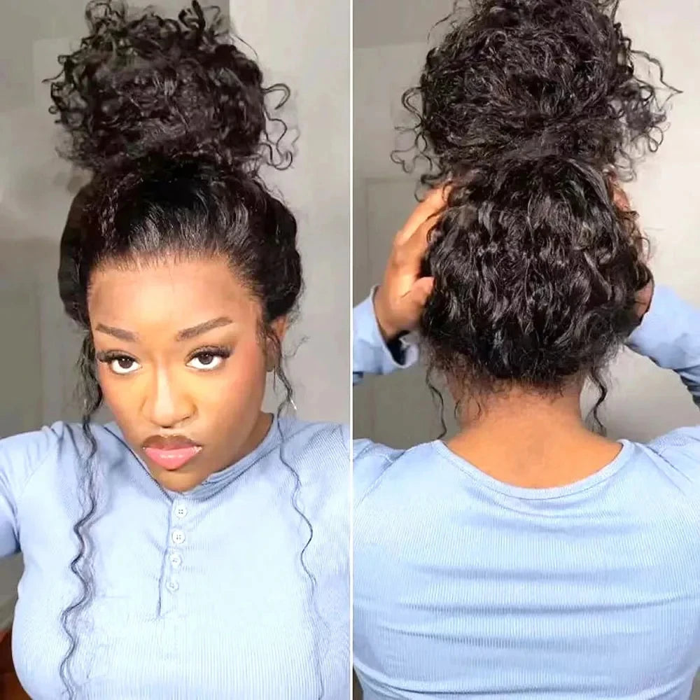 Lace Frontal Wigs Human Hair Wigs Preplucked Deep Curly Glueless Wig