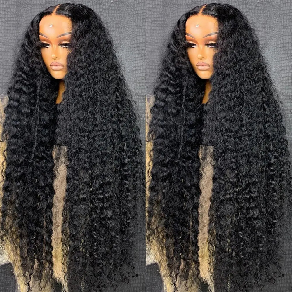 Deep Wave Frontal Wig 30 34inch Glueless Wigs 100% Human Hair Water Wave Curly Lace Front Wig For Women