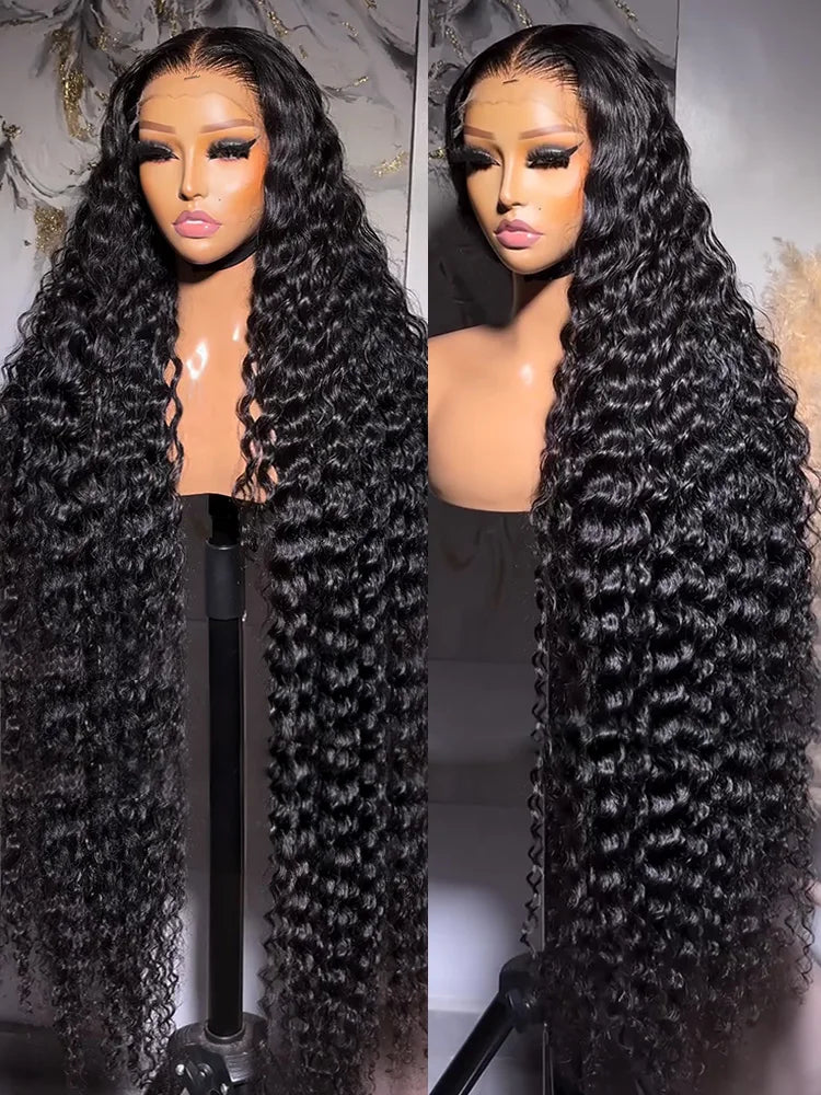 Curly 13x6 HD Lace Front Wig Human Hair Wig Deep Wave 30 40 Inch 13x4 Lace Frontal Wigs