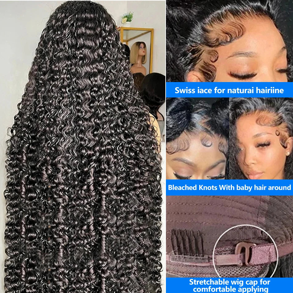 Curly Wigs 13x4 HD Lace Front Human Hair Deep Wave 13x6 Lace Frontal Wig Brazilian 250 density For Women