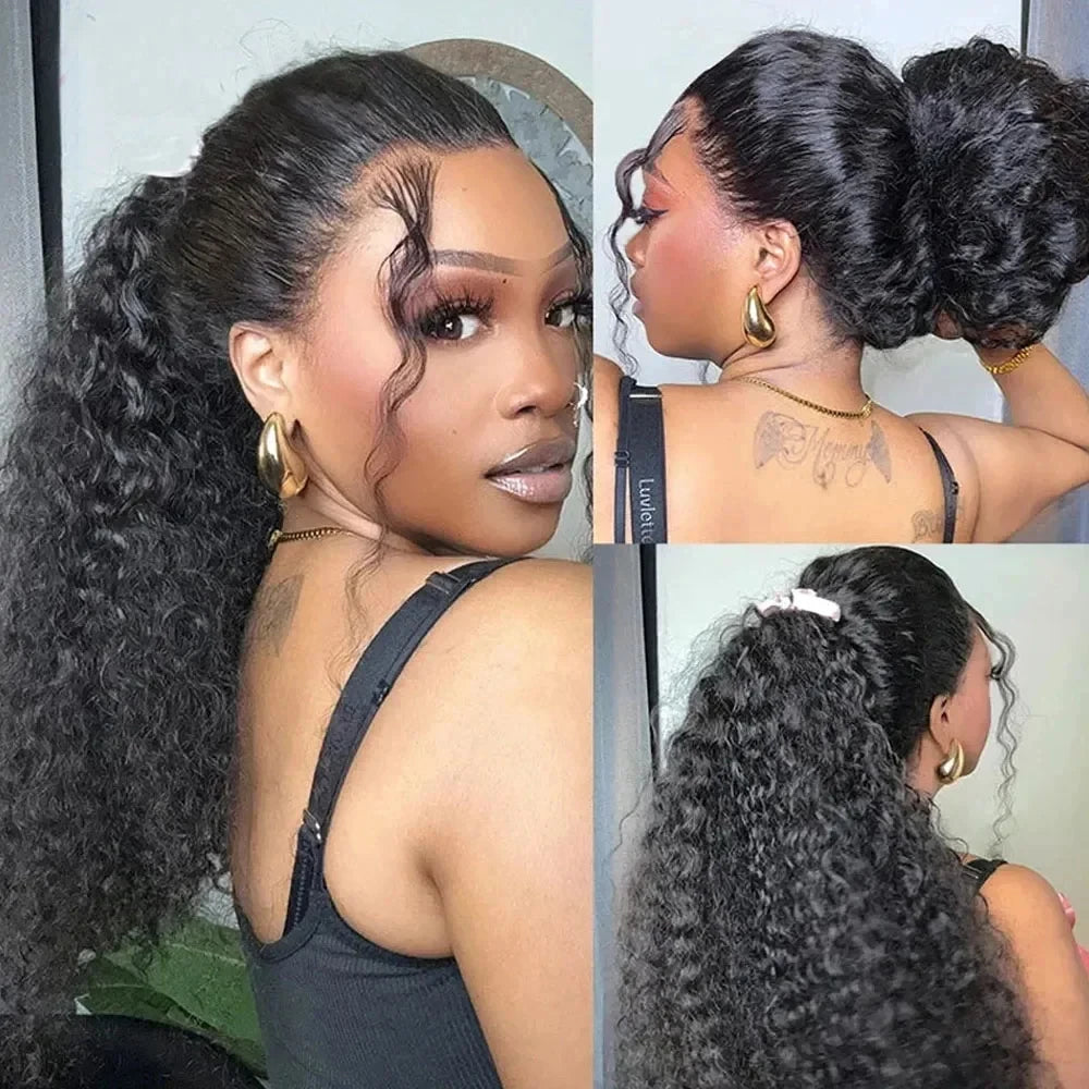 Lace Frontal Wigs Human Hair Wigs Preplucked Deep Curly Glueless Wig