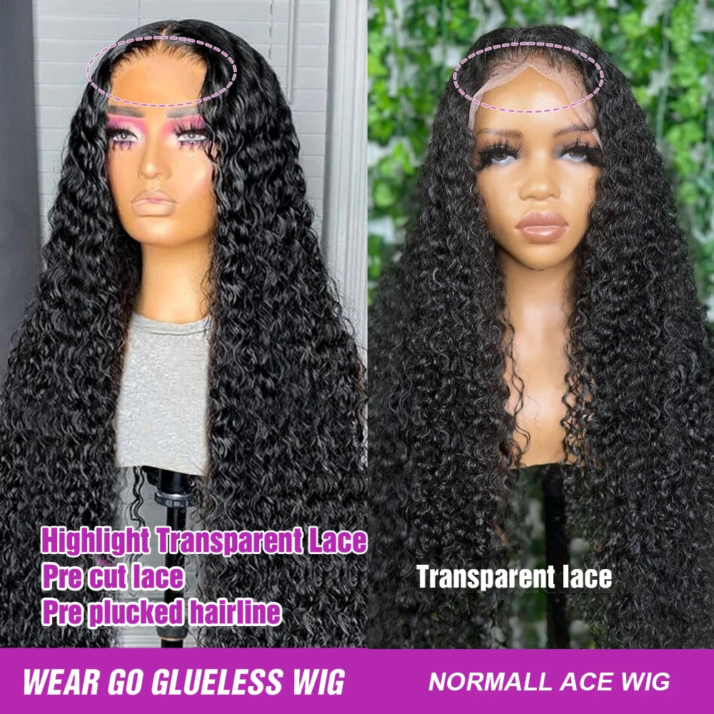 Water Wave Glueless Wig Ready to Wear PrePlucked 13X6 Deep Wave HD Lace Frontal Wig