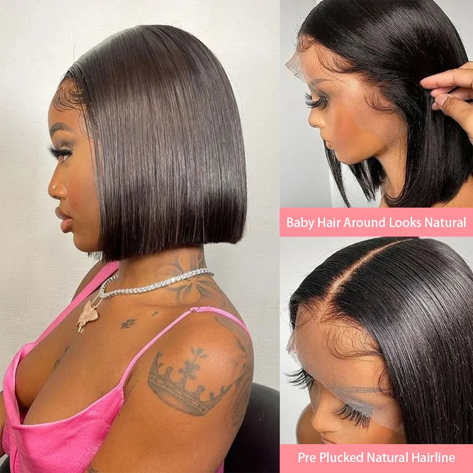 Brazilian Remy Bone Straight Short Bob Wig