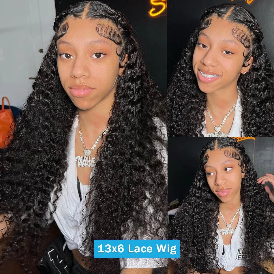 Deep Wave Lace Frontal Wig Transparent 13x4 Water Wave Lace Frontal Human Hair Wig