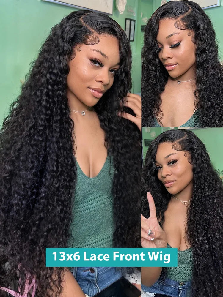 Curly 13x6 HD Lace Front Wig Human Hair Wig Deep Wave 30 40 Inch 13x4 Lace Frontal Wigs