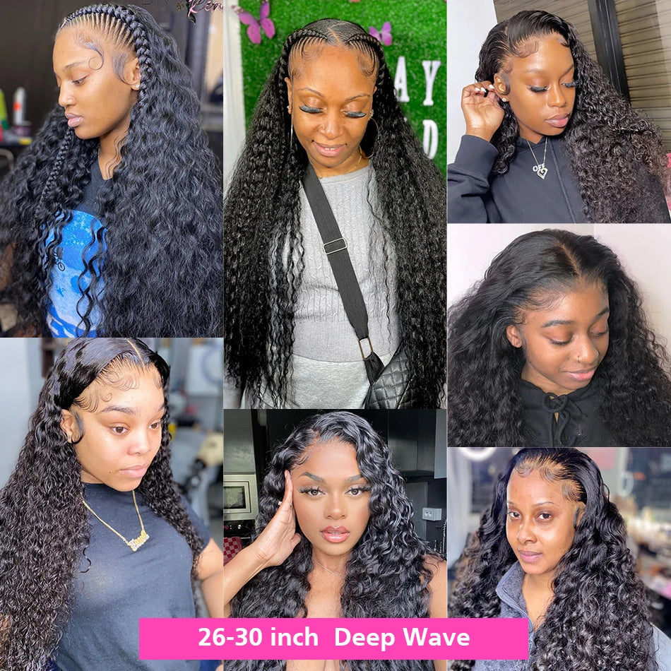 Deep Wave Frontal Wig Transparent 13x4 13x6 HD Lace Frontal Human Hair Wigs