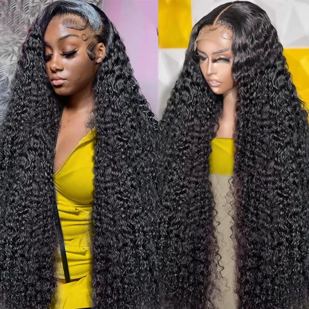 Deep Wave 36 38  Inch 13x4  HD Lace Frontal Human Hair Wig Brazilian Curly Wigs For Women