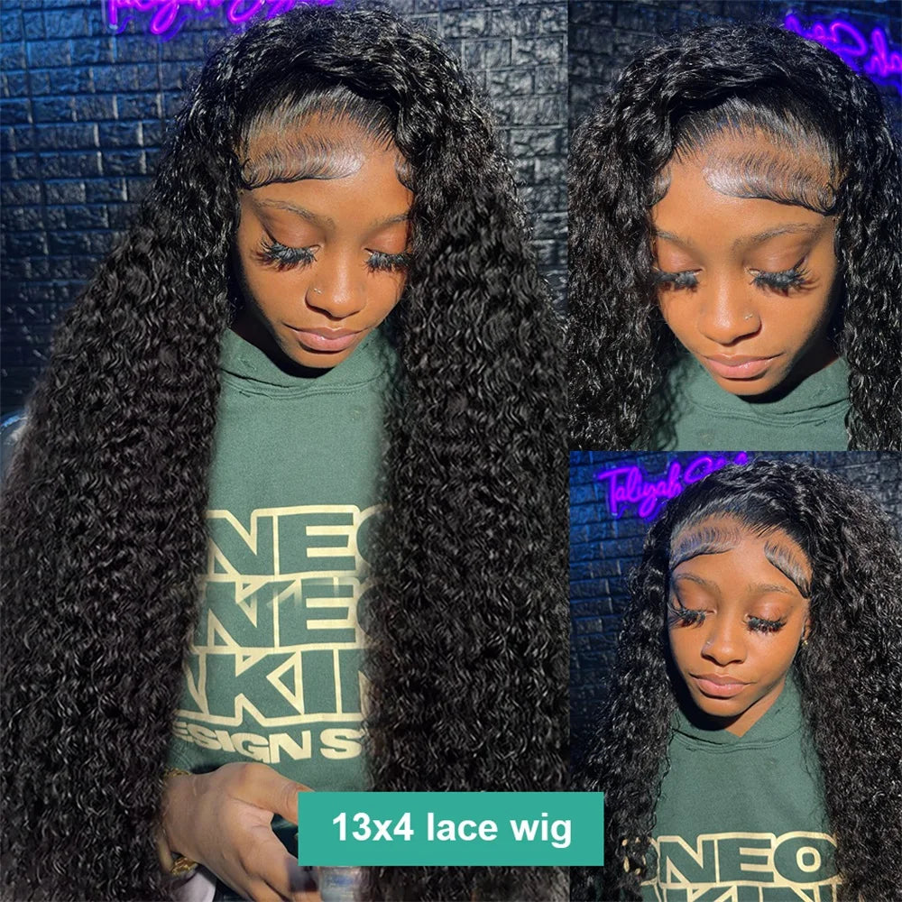 Deep Curly Human Hair Wigs 13x4 Transparent Lace Frontal Wig PrePlucked Wigs For Women Glueless Wig Pre Cut